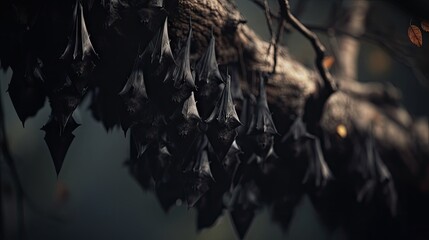 Wall Mural - Illustration of a collection of bats at night
