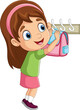 Cartoon little girl hanging bag