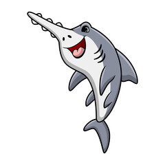 Wall Mural - Cute saw shark cartoon on a white background