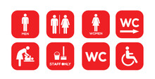 WC Toilet Sign Door Plate Icon Set. Man And Women Toilet Sign Icon Set. Ladies Restroom Sign Icon Set. Gentleman Restroom Sign Icon Set.