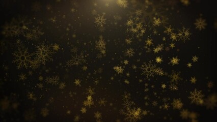 Aufkleber - snowflakes particle fly through on yellow background with lens flares. abstract gold blurred bokeh, 