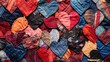 A detailed closeup of a heart collage made from layers of different types of fabric, creating a tactile and visually interesting piece.