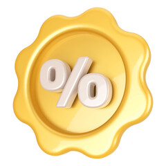 3d Icon golden percentage symbol