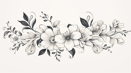 Wall Mural - botanical floral line element for wedding card design