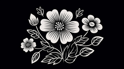 Wall Mural - Cute hand drawn flower vector illustration only white