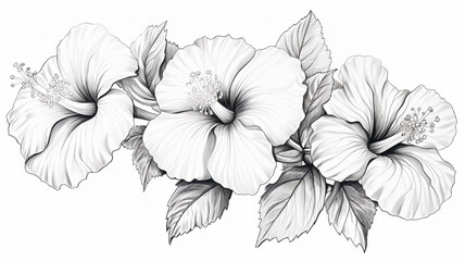 Hibiscus flower also known as rose of Althea outline design