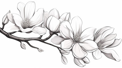 magnolia flower magnolia tree branch illustration