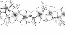 Plumeria Flowers In Continuous Line Art Drawing Style Decoration