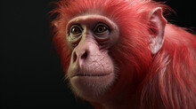 Red Uakari Monkey On Black Background. Generative AI