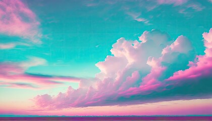Wall Mural - Pink and cyan color of sky with clouds.