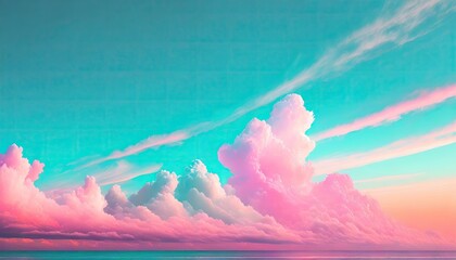 Wall Mural - Pink and cyan color of sky with clouds.