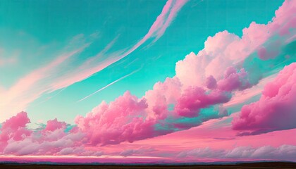 Wall Mural - Pink and cyan color of sky with clouds.