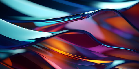 Poster - Colorful Glass 3D Object, abstract wallpaper background