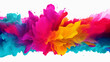 abstract color splash with neon frame for wallpaper on white background