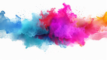 Abstract Color Splash With Neon Frame For Wallpaper On White Background