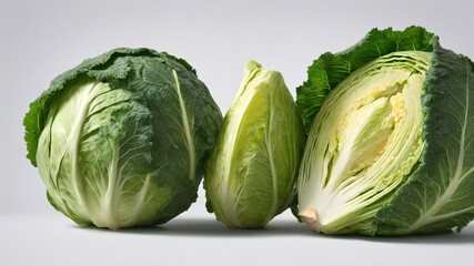 Wall Mural - Fresh ripe whole cabbage isolated on transparent background, top view