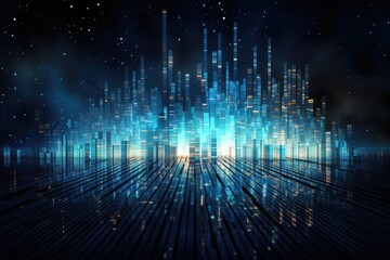 Poster - Abstract technology background with glowing lines and dots. 3D Rendering, An abstract technology background presents big data visualization, serving as a graphic concept for design, AI Generated