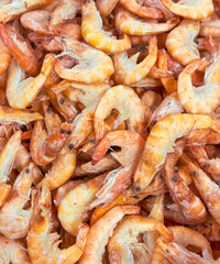 Sticker - Red shrimp on a shelf in a market