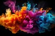 color smoke on black background, An explosion of colored smoke against a black background, 3D illustration, AI Generated