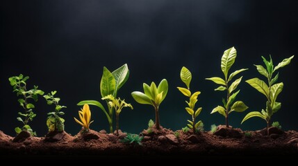 Poster - A group of plants growing from the ground. Generative AI.