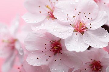 Wall Mural - Cherry blossoms in spring, close-up, soft focus, Cherry blossom macro close-up with a shallow depth of field, AI Generated