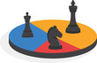 Pie chart with chess pieces. Market share concept vector illustration

