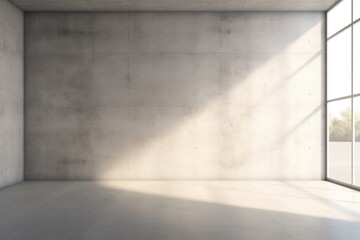 Poster - A room with a concrete wall and a window. Can be used to depict an industrial or minimalist interior