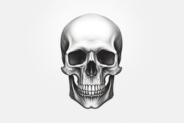 Aufkleber - A black and white drawing of a human skull. Suitable for graphic design projects or Halloween-themed designs