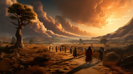 Wall Mural - God shares with Moses His plan to deliver the Israelites from their slavery in Egypt