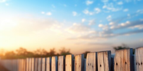 Poster - A picturesque image of a wooden fence with a stunning sunset in the background. Perfect for adding a touch of nature and tranquility to any project