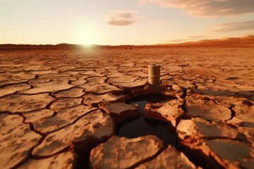Poster - A desert area with a small hole in the ground. Perfect for illustrating arid landscapes and natural formations