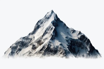 Poster - A majestic mountain covered in a blanket of snow, surrounded by billowing clouds. Perfect for winter landscapes and nature-themed projects