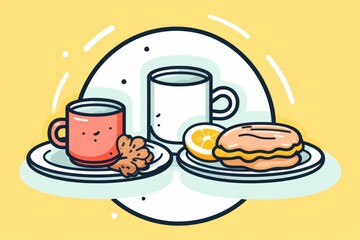 Poster - A simple yet satisfying meal with a plate of food and a cup of coffee. Perfect for food and beverage related projects