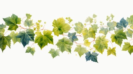Poster - A painting featuring a vibrant vine with lush green leaves. Perfect for adding a touch of nature to any space