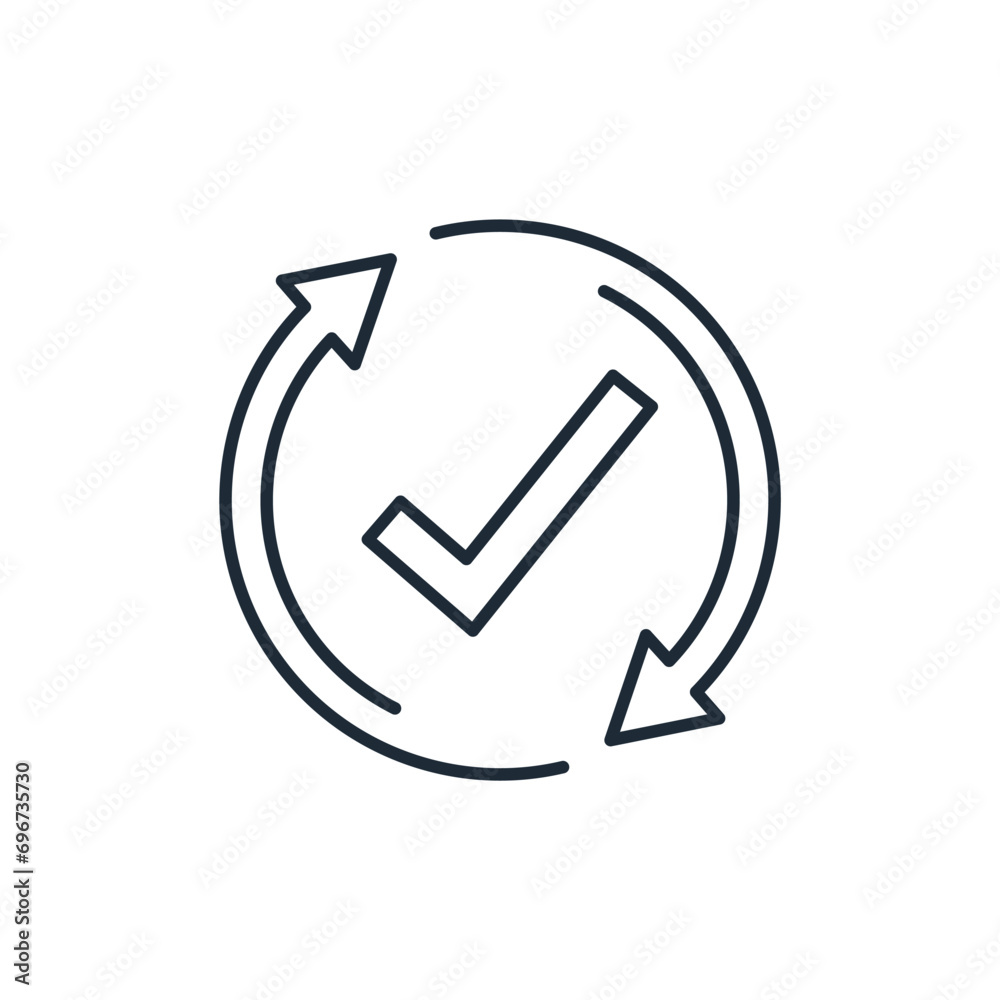 Rotation arrows and check mark. New change. Update concept of replace ...