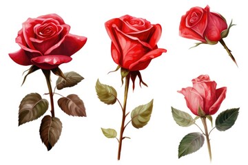 Poster - A beautiful bunch of red roses with vibrant green leaves. Perfect for expressing love and affection. Ideal for use in wedding invitations, greeting cards, or floral-themed designs