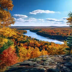 Wall Mural - Autumn leaves. Bright colors of autumn leaves in the forest. Forest panorama