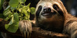 Cheerful Sloth Hanging on a Tree in a Lush Green Jungle Environment