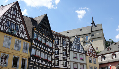 Poster - Fachwerkhäuser und Kapuzinerkloster in Cochem