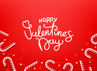 Aufkleber - Valentines day concept with calligraphic inscription. 3d vector banner 