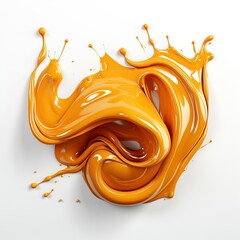 3d orange paint splat isolated object in white background