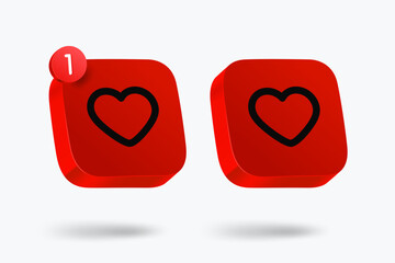 Poster - Heart icons clipart isolated on white background. Vector 3d illustration 