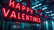 happy valentines text in the shape of neon lighting