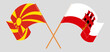 Crossed and waving flags of North Macedonia and Gibraltar