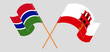 Crossed and waving flags of the Gambia and Gibraltar