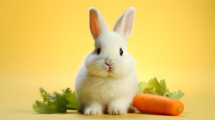 White Bunny with Fresh Carrot