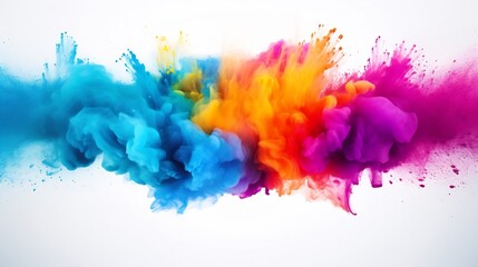 Poster - Explosion of colored powder, isolated on white background. Power and art concept, abstract blast of colors. : Generative AI