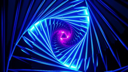 Poster - Flight Through a Neon Triangle Tunnel. Infinitely looped animation.