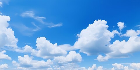 Aufkleber - Clear blue sky with white clouds in summer time. Nature background concept. : Generative AI