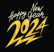 Happy New Year 2024. Golden foil. Isolated vector illustration. Celebration party.